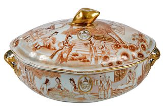 Chinese Export Porcelain Gilt Decorated Lidded Tureen