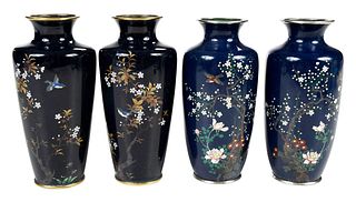 Two Pairs of Japanese Miniature Cloisonne Vases