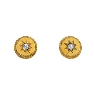 A pair of late 19th century diamond ear studs. Each designed as an old-cut diamond, within a star se