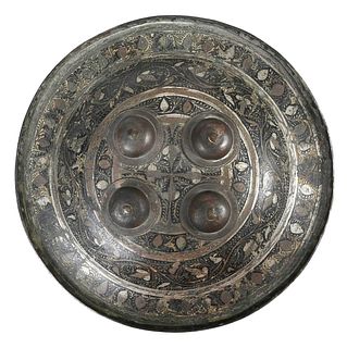 Persian Metal Damascene Ceremonial Shield