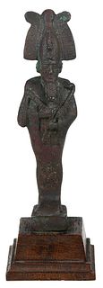 Egyptian Patinated Bronze Osiris Figure on Stand