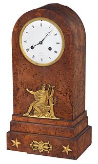 French Galle Burlwood Mantel Clock