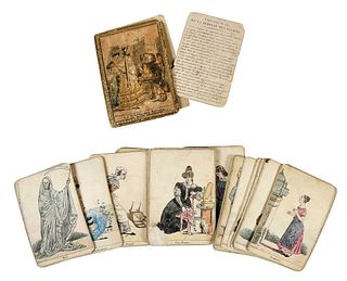 French Handcolored Lithograph Tarot Card Game