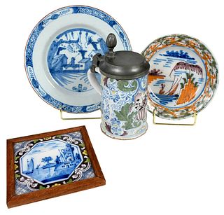 Four Pieces of Dutch Delftware