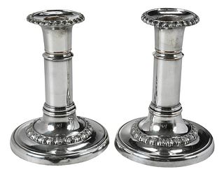 Pair of Old Sheffield Plate Telescoping Candlesticks
