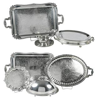 Seven Pieces Silver Plate Hollowware