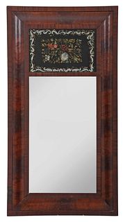 Classical Figured Mahogany Reverse Painted Mirror