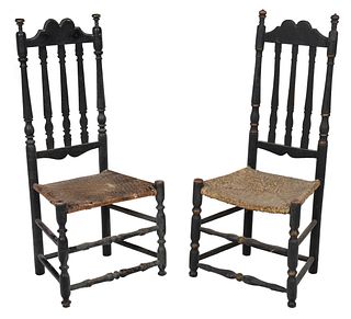 Pair of William and Mary Banister Back Side Chairs