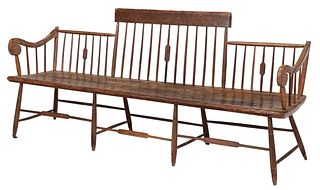 American Faux Bamboo Plank Seat Windsor Bench