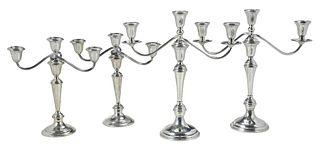 Two Pairs of Weighted Sterling Convertible Candelabras