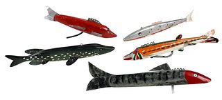 Group of Five Freshwater Fishing Decoys 