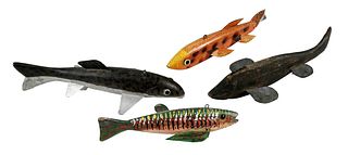 Group of Four Small Freshwater Fishing Decoys 