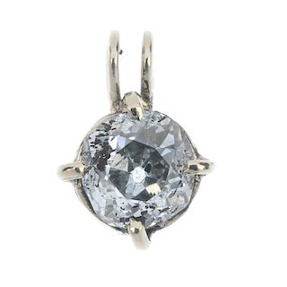 A diamond single-stone pendant. The old-cut diamond, weighing 1.22cts, within a claw setting. Estima
