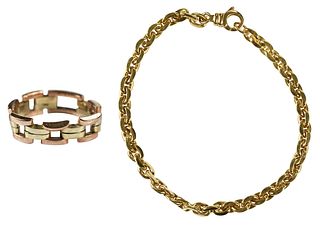 Gold Chain Bracelet and Ring 