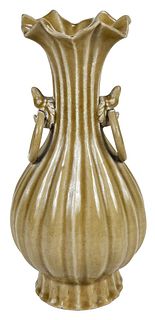 Chinese Celadon Yue Ware 'Lotus Leaf' Vase