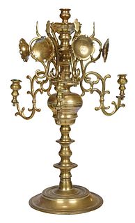 Continental Baroque Cast Brass Candelabra