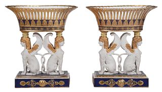 Pair of Sevres Style Figural Corbeilles