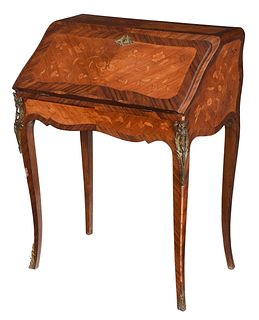 Louis XV Style Marquetry Inlaid Ladies Writing Desk