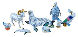 Eight Herend Porcelain Animals
