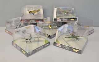 Nineteen Corgi World War II Legends assorted model aeroplanes in perspex boxes, and 4 Atlas Editions