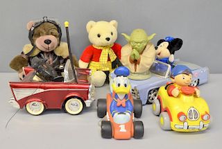 A small quantity of soft toys including Rupert Bear, Mickey Mouse, Aviator bear, Mikey Mouse, Donald