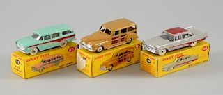 Dinky Toys Estate Car, No 344, De Soto Fireflite Sedan (with windows), No 192 and Nash Rambler( with