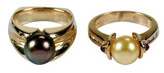 Two 14kt. Pearl Rings 
