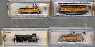 Bachmann N Gauge No 63154 S4 Diesel loco, two No 61651  Nw-2 Switchers, No 62452 GP7 Diesel loco, al