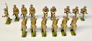 Britains British Infantry figures in gas masks, (15),