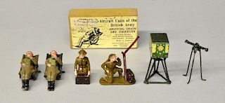 Britains, Air Defence figures, two spotters, two spotter chairs, Predictor, a site and two radio con