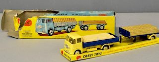 Corgi Toys Gift Set No11, ERF Dropside lorry and platform trailer with cement and plank loads, in or