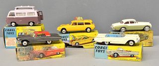 Five Corgi Toys model vehicles, comprising 420 Ford Thames Airborne Caravan, 436 Citroen Safari, 224