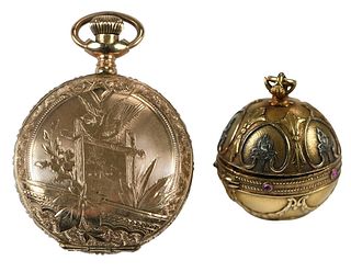 18kt. Pendant Watch and Gold Plated Pocket Watch