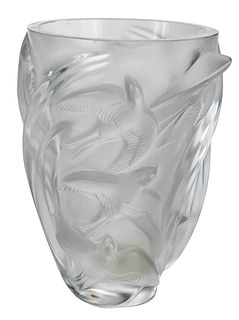Lalique "Martinets" Frosted Glass Vase