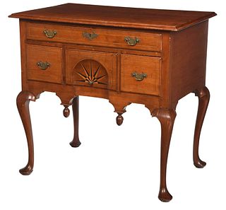 New England Queen Anne Inlaid Cherry Dressing Table