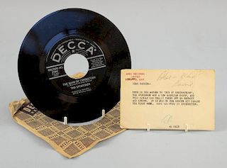 The Spokesmen, Dawn of Correction, 45 rpm single on Decca 31844, with a signed telegram from Al Mair