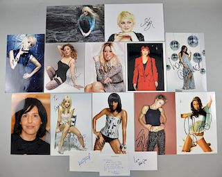 Collection of photographs & autograph cards signed by female music stars including Alexandra Burke,