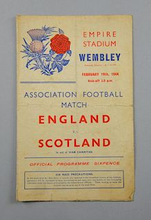 England v Scotland Association Football programme, 19th February 1944 at The Empire Stadium Wembley