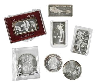Group of Silver Bullion, Bars and Rounds 