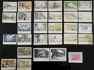 Collection of hand drawn movie storyboards from a 1940's/50's film, 27 in total, each 2.5 x 3.5 inch