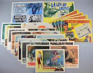 Collection of 24 US lobby cards including Hot Rod Rumble x 8, Dead Eyes of London, Cave of The Livin