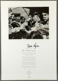 Vera Lynn, hand signed limited edition print 'We'll Meet Again', 101/500, framed, 26 x 20 inches.Pro