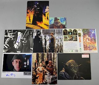 Star Wars Promotional items signed by 9 including James Earl Jones, Warwick Davis, Sian Philips, Ken