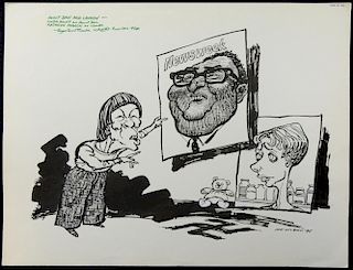 William Bill Hewison, original cartoon, Aunt Dan and lemon, Royal Court, Punch 4 Sept 1985, Linda Hu