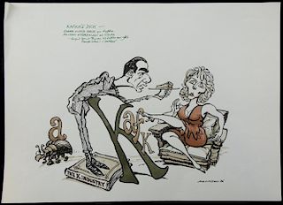 William Bill Hewison, original cartoon, Kafka's dick, Royal Court Theatre, Punch 1 Oct 1986, Roger L