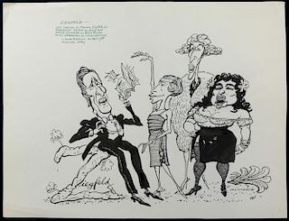 William Bill Hewison, original cartoon, Ziegfeld London Palladium Punch 13 May 1988, Len Cariou, Fab