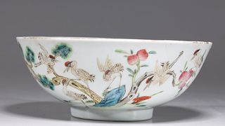 Antique Chinese Famille Rose Enameled Porcelain Fencai Bowl