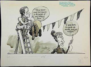 William Bill Hewison, original cartoon, Much ado about nothing, RSC Warehouse, Punch 3 Jan 1980, Ken