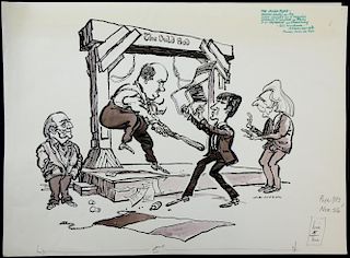 William Bill Hewison, original cartoon, The Irish play, RSC Warehouse, Punch 26 Nov 1980, Brian Haye