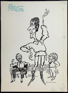 William Bill Hewison, original cartoon, Ivanov, RSC Aldwych, Punch 15 Sept 1976, Sebastian Shaw,  Jo